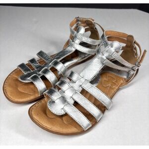 Born Silver Metallic Leather Gladiator Sandals Strappy Flat Womens 10/42 W81320